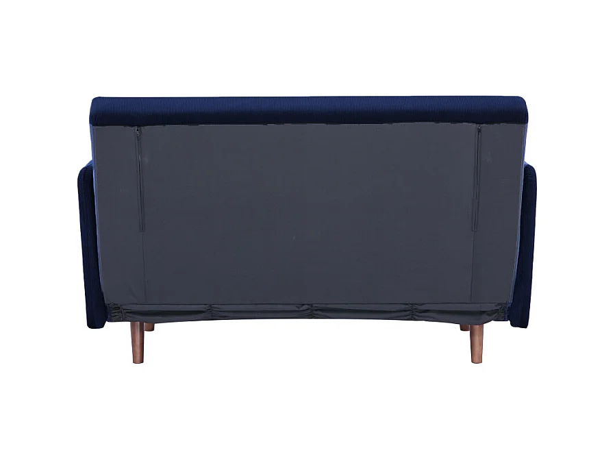 Belushi - Canapé convertible 2 places en velours côtelé L120cm - Bleu marine