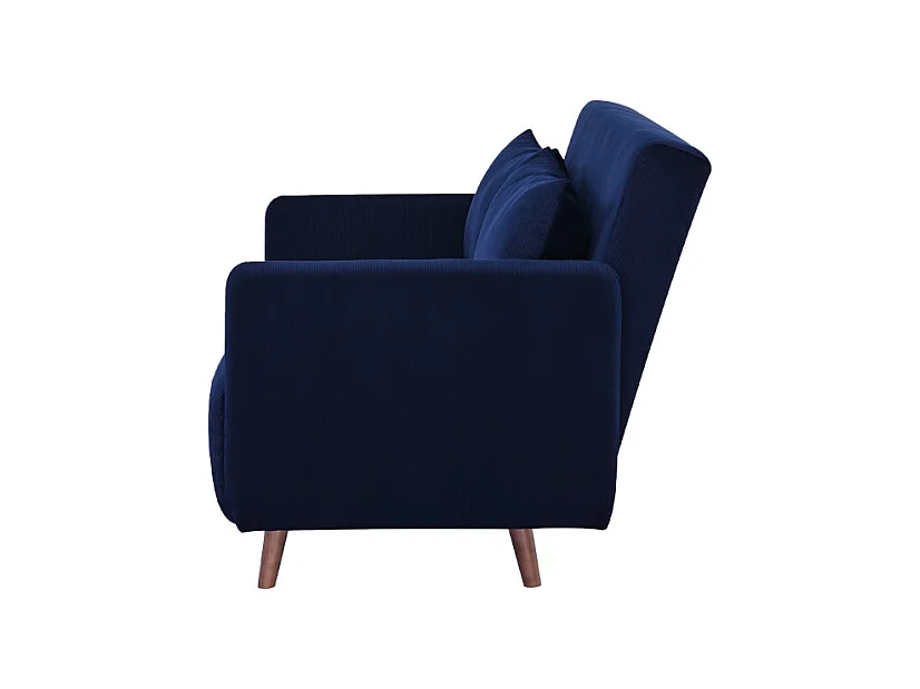 Belushi - Canapé convertible 2 places en velours côtelé L120cm - Bleu marine