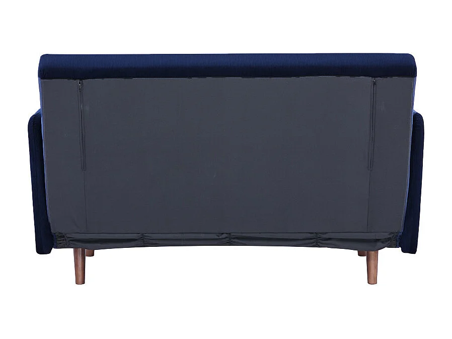 Belushi - Canapé convertible 2 places en velours côtelé L120cm - Bleu marine