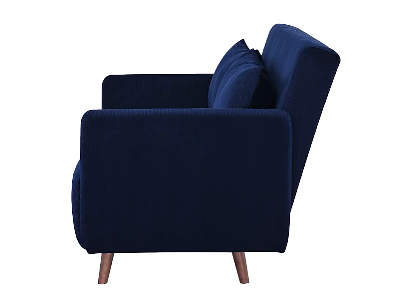 Belushi - Canapé convertible 2 places en velours côtelé L120cm - Bleu marine