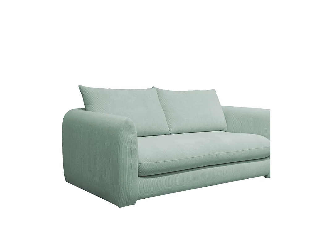 Wiame - Canapé convertible 2,5 places en velours côtelé : Couleur - Vert d'eau