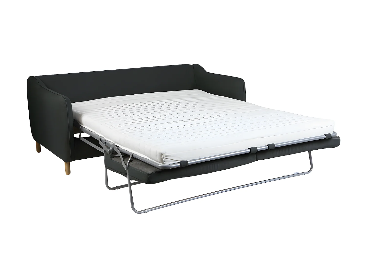 Vornay - Canapé convertible express 2 places en tissu - Gris anthracite