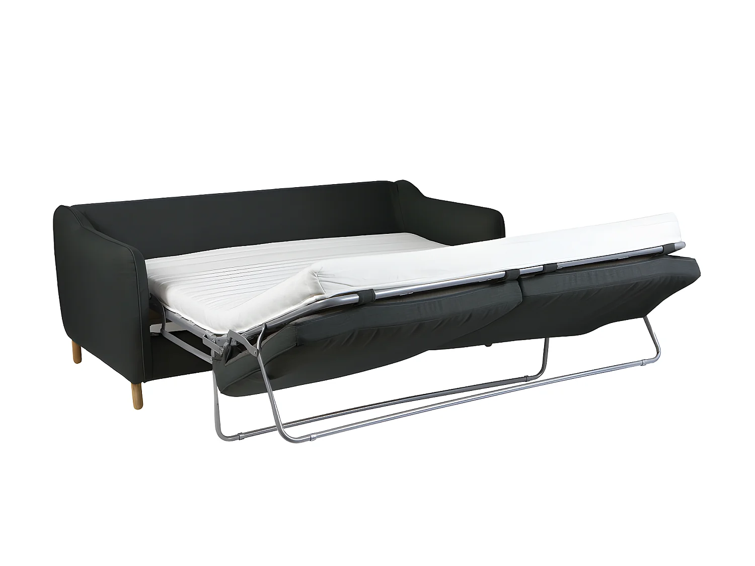 Vornay - Canapé convertible express 2 places en tissu - Gris anthracite