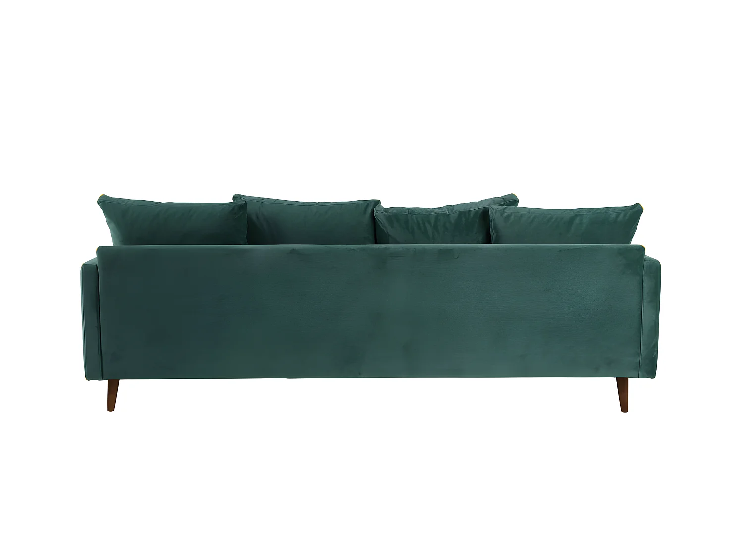 Villabon - Canapé convertible 3 places en velours pieds bois foncé - vert eucalyptus