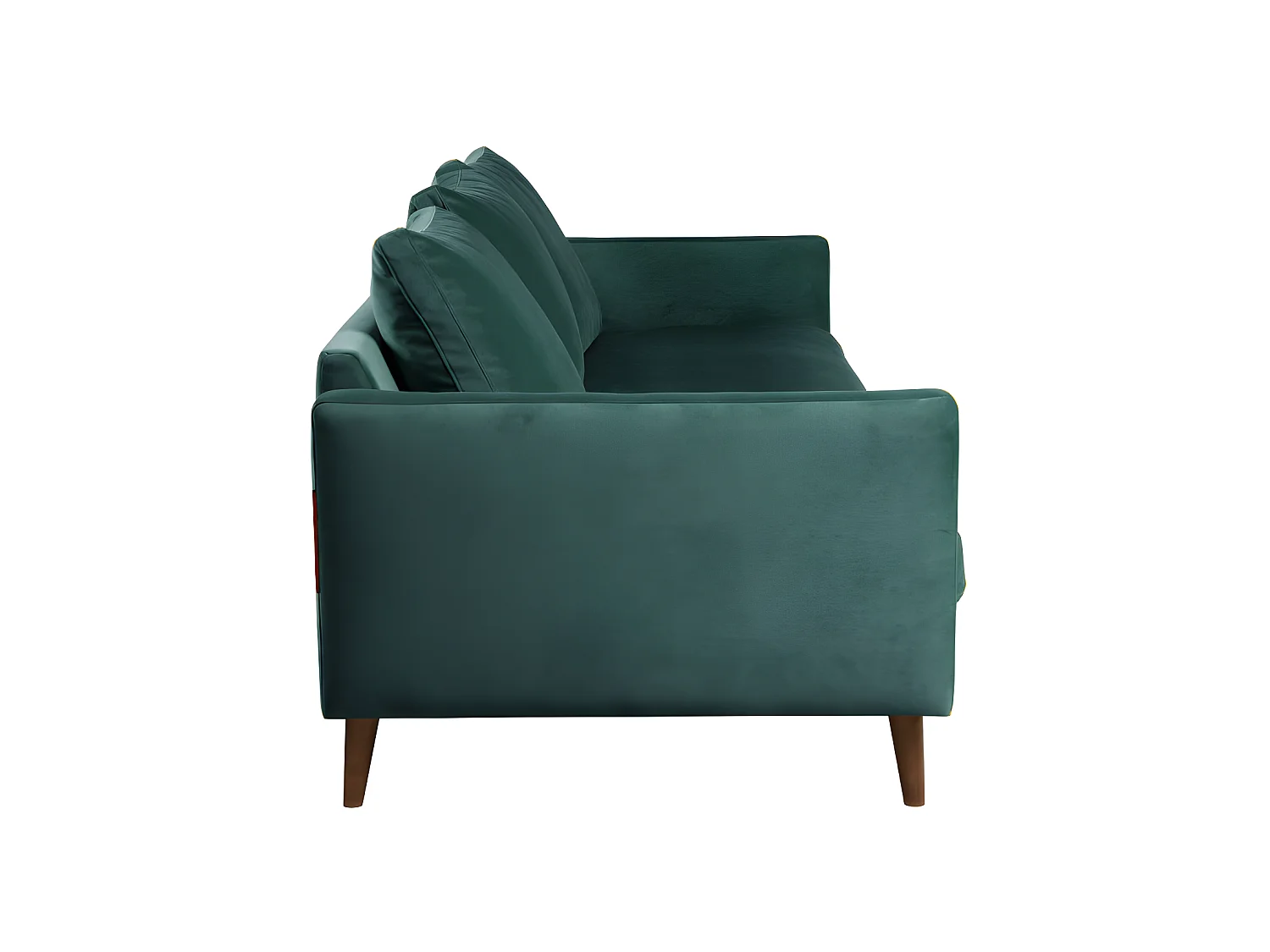 Villabon - Canapé convertible 3 places en velours pieds bois foncé - vert eucalyptus