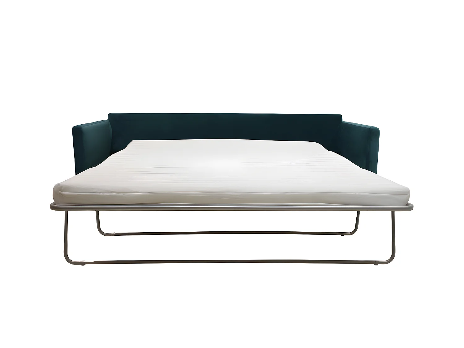 Villabon - Canapé convertible 3 places en velours pieds bois foncé - vert eucalyptus