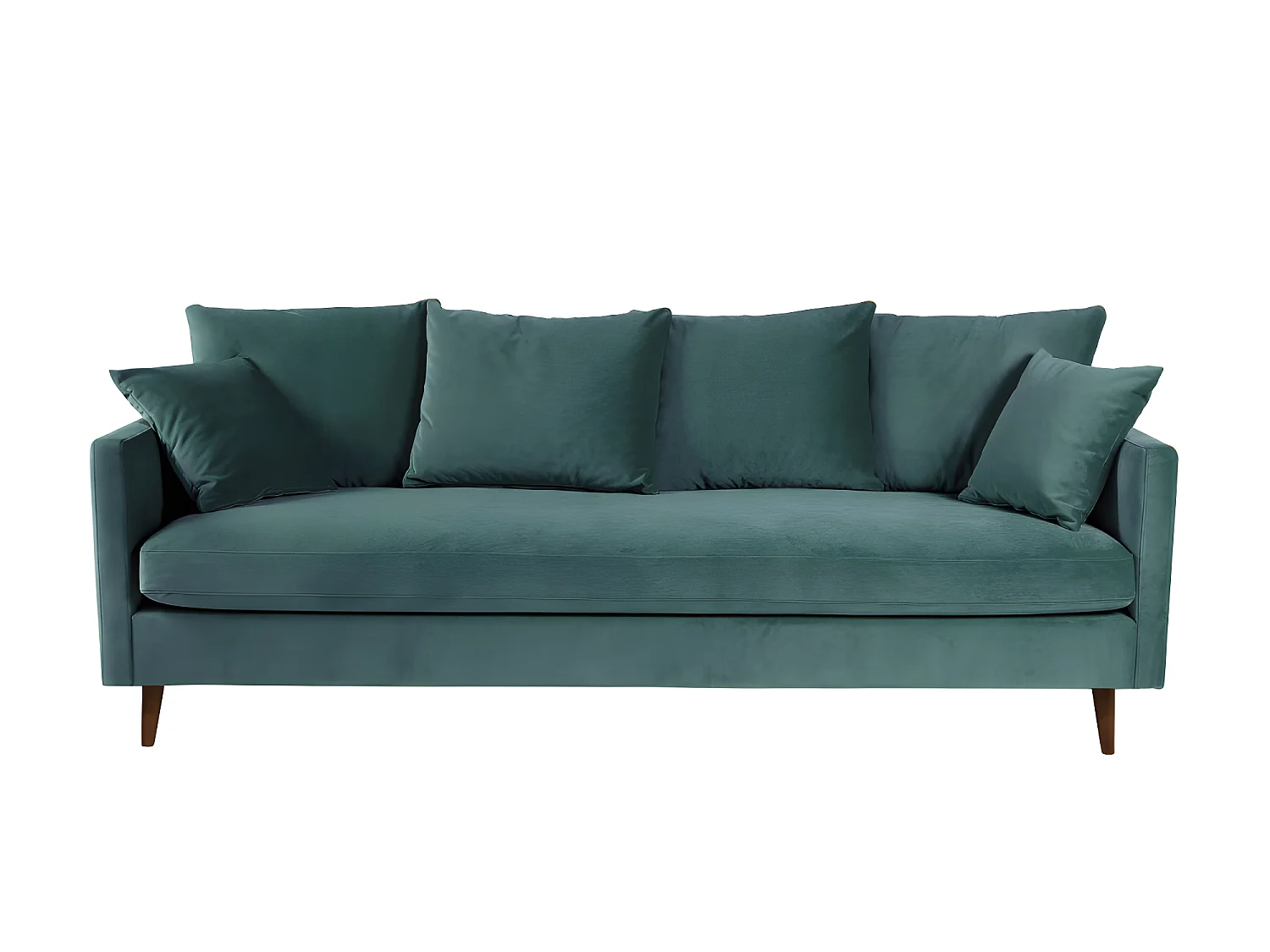 Villabon - Canapé convertible 3 places en velours pieds bois foncé - vert eucalyptus