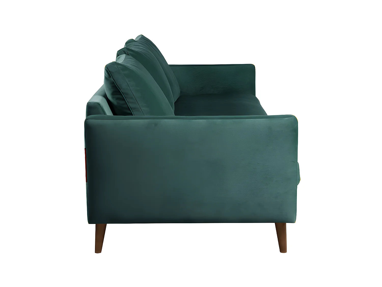 Villabon - Canapé convertible 3 places en velours pieds bois foncé - vert eucalyptus