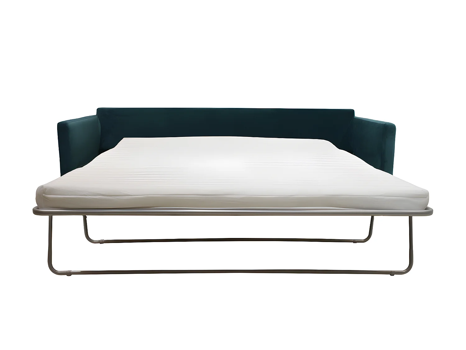 Villabon - Canapé convertible 3 places en velours pieds bois foncé - vert eucalyptus