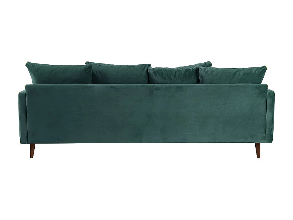 Villabon - Canapé convertible 3 places en velours pieds bois foncé - vert eucalyptus