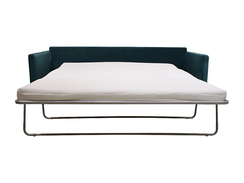 Villabon - Canapé convertible 3 places en velours pieds bois foncé - vert eucalyptus