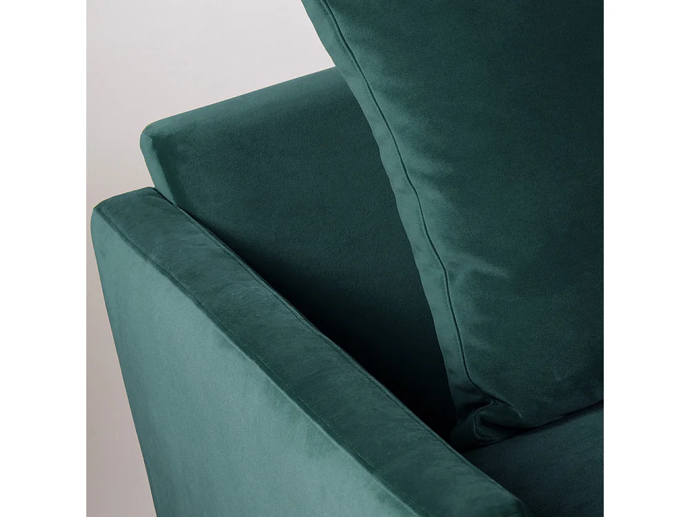 Villabon - Canapé convertible 3 places en velours pieds bois foncé - vert eucalyptus