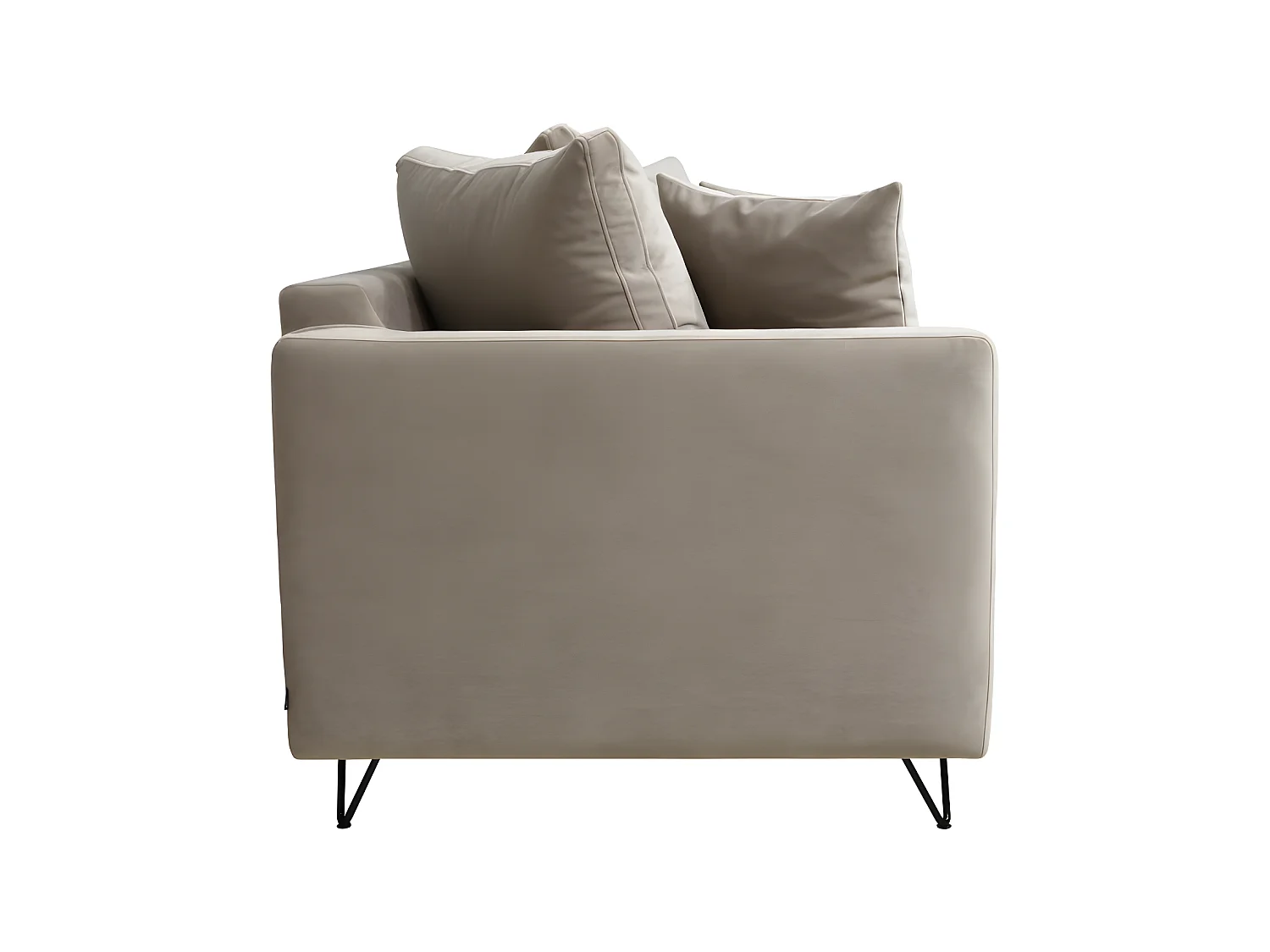 Villabon - Canapé convertible 3 places en velours pieds épingles noirs - Beige