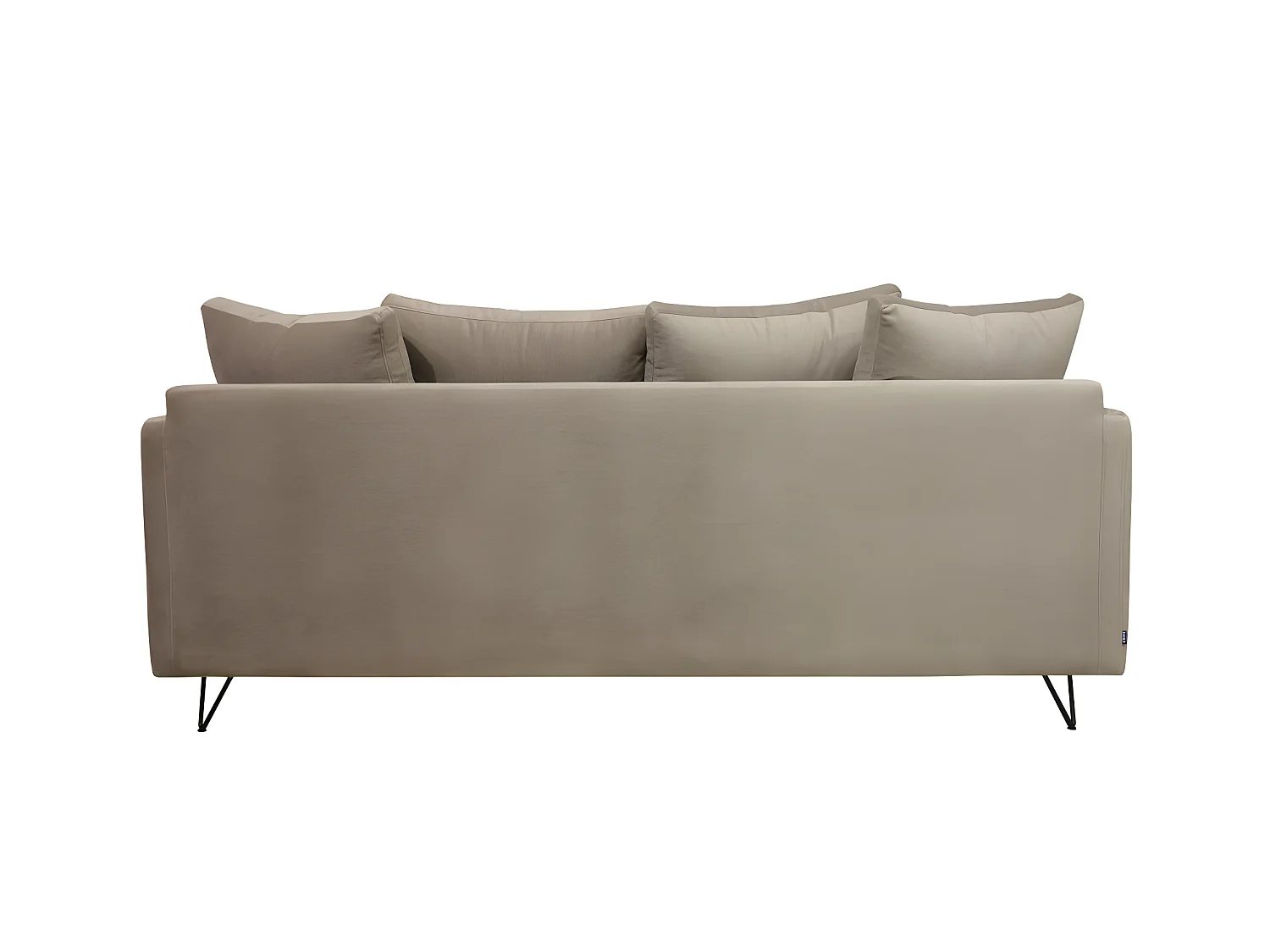 Villabon - Canapé convertible 3 places en velours pieds épingles noirs - Beige