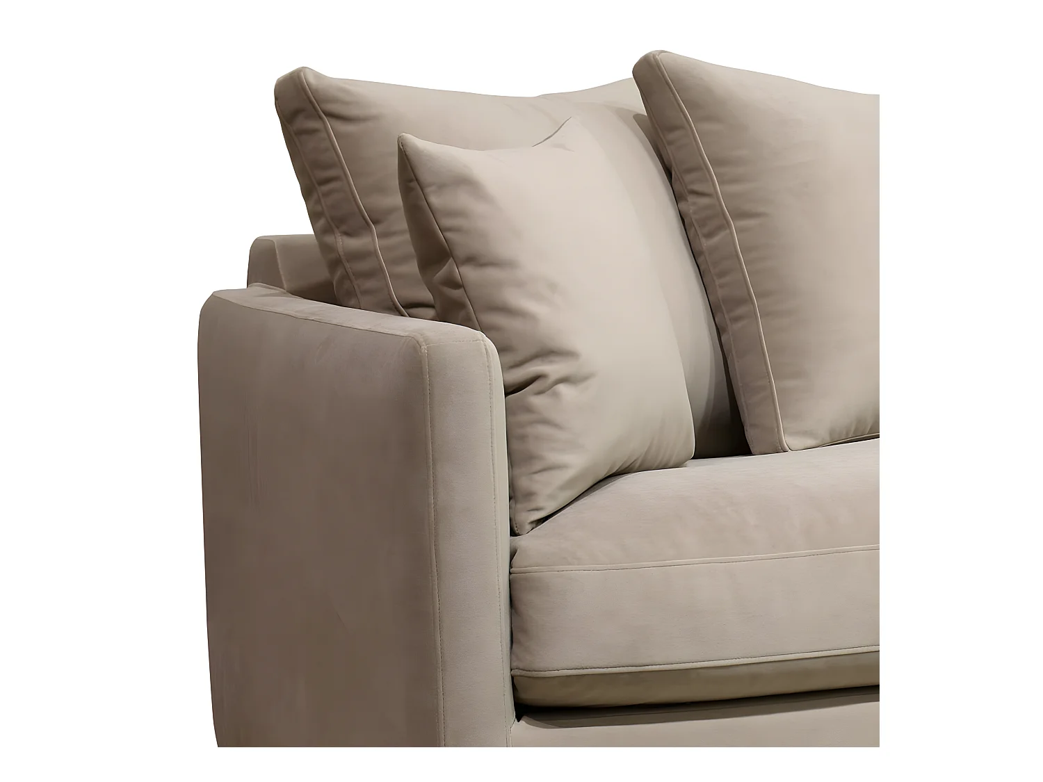 Villabon - Canapé convertible 3 places en velours pieds épingles noirs - Beige