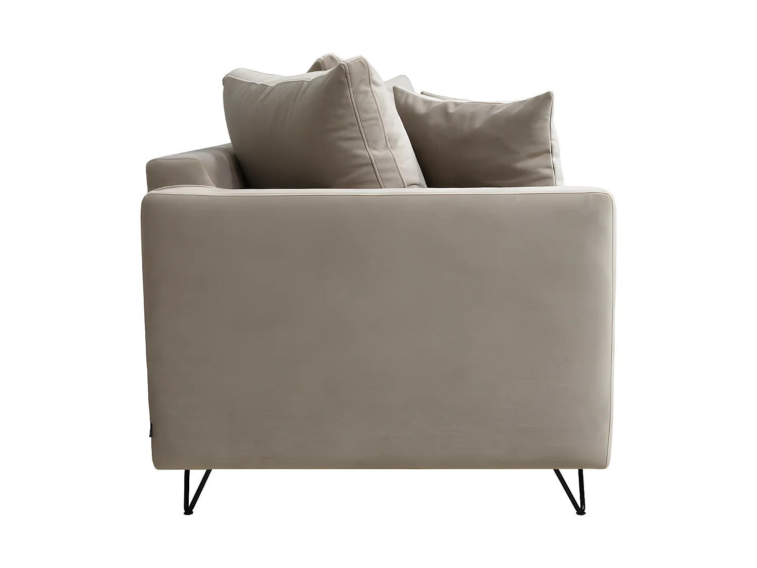 Villabon - Canapé convertible 3 places en velours pieds épingles noirs - Beige