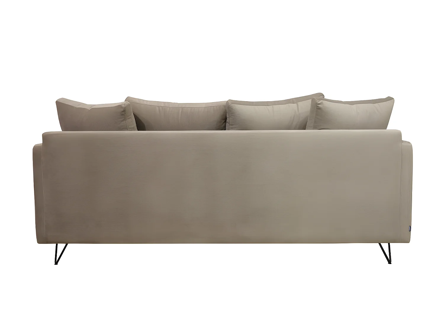 Villabon - Canapé convertible 3 places en velours pieds épingles noirs - Beige