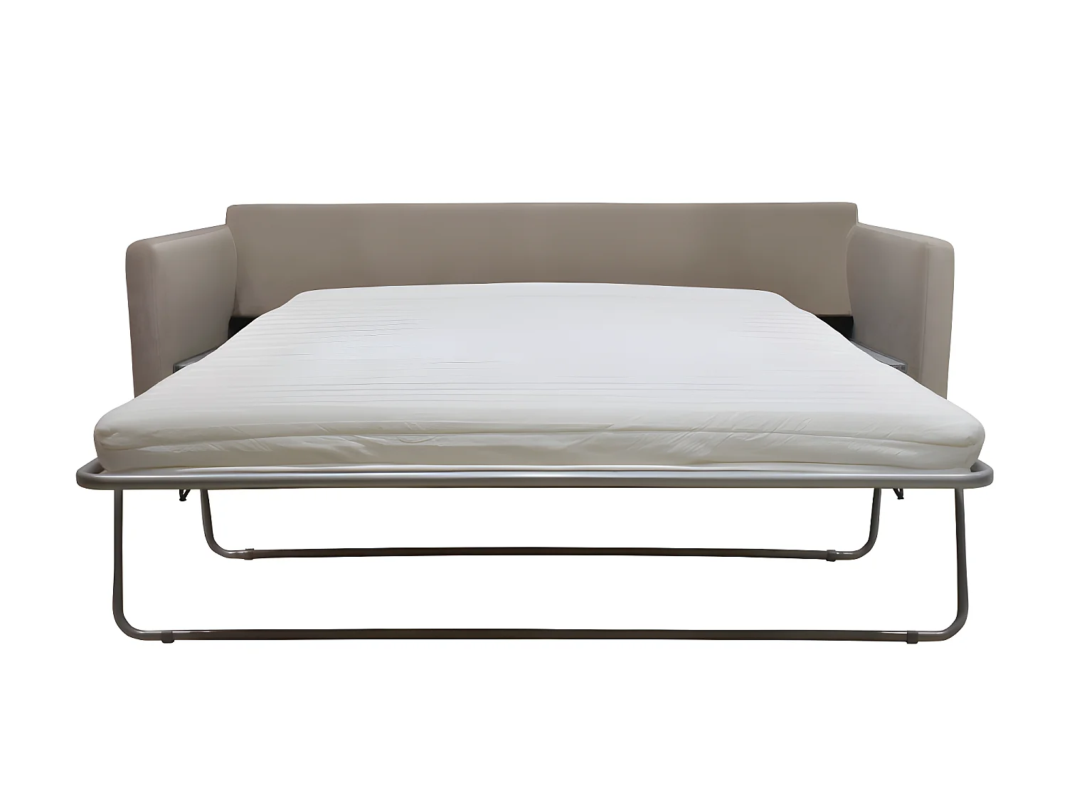 Villabon - Canapé convertible 3 places en velours pieds épingles noirs - Beige