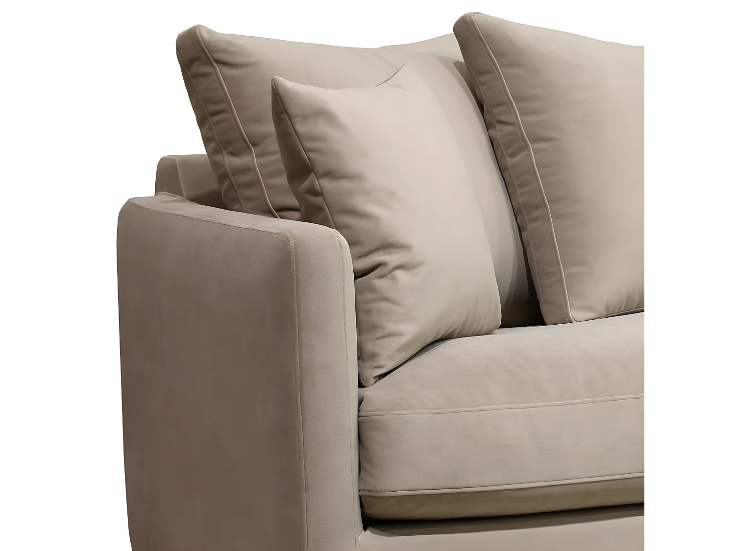 Villabon - Canapé convertible 3 places en velours pieds épingles noirs - Beige