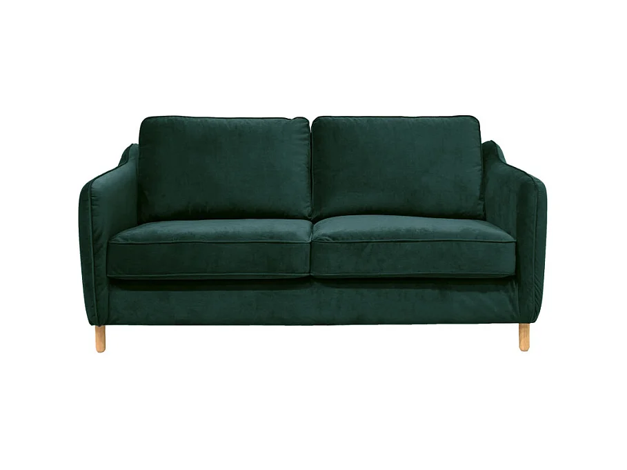 Vornay - Canapé convertible express 2 places en velours - Vert eucalyptus