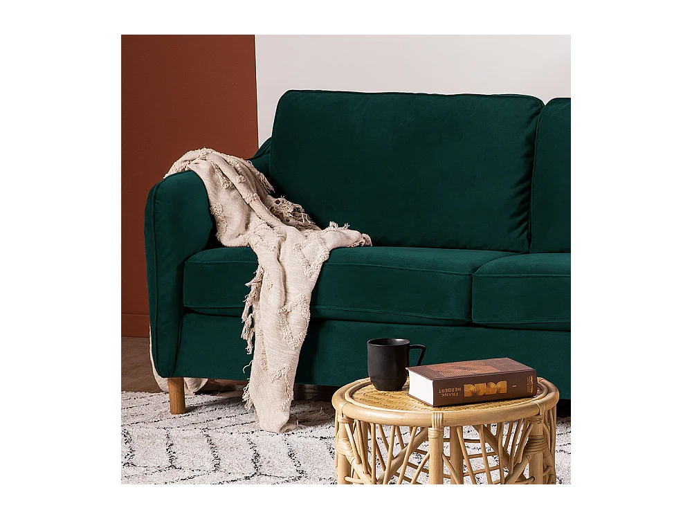 Vornay - Canapé convertible express 2 places en velours - Vert eucalyptus