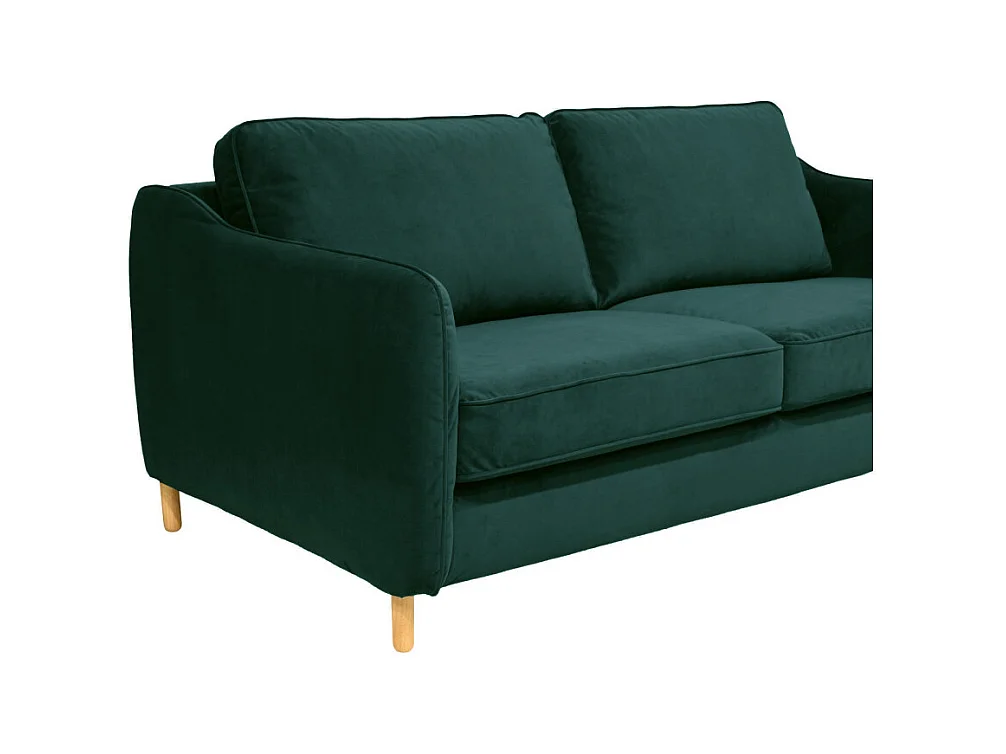 Vornay - Canapé convertible express 2 places en velours - Vert eucalyptus