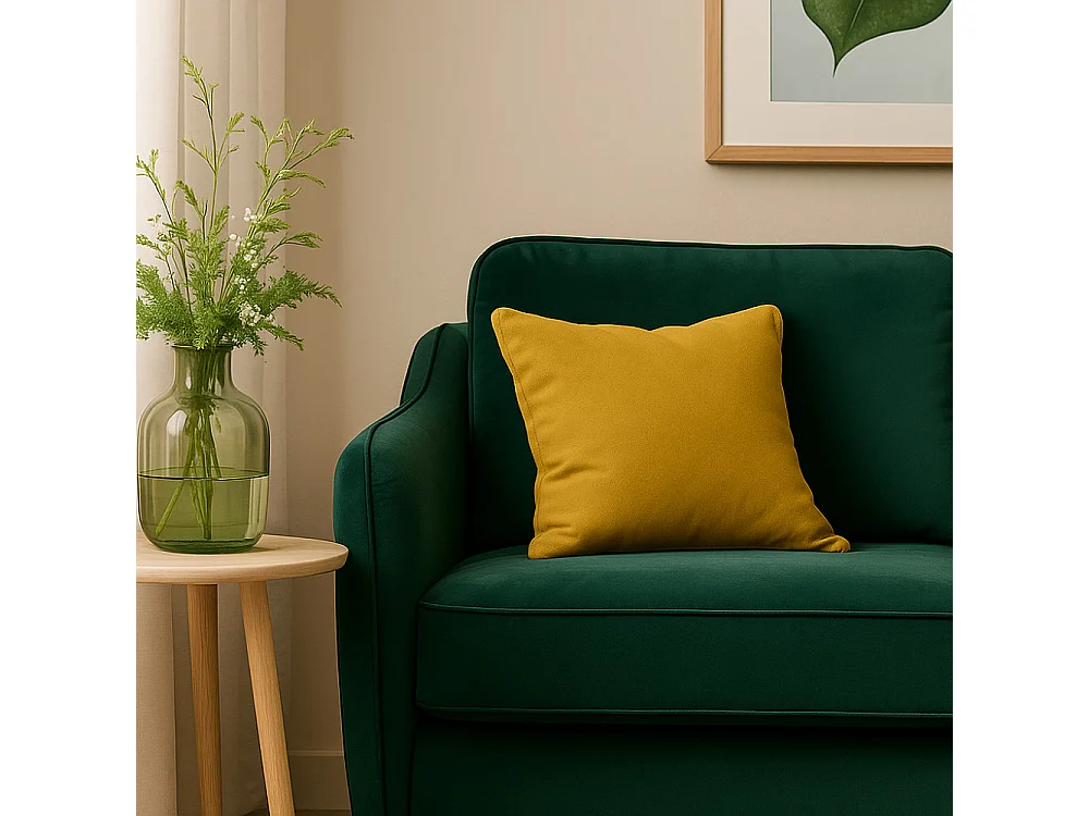 Vornay - Canapé convertible express 2 places en velours - Vert eucalyptus