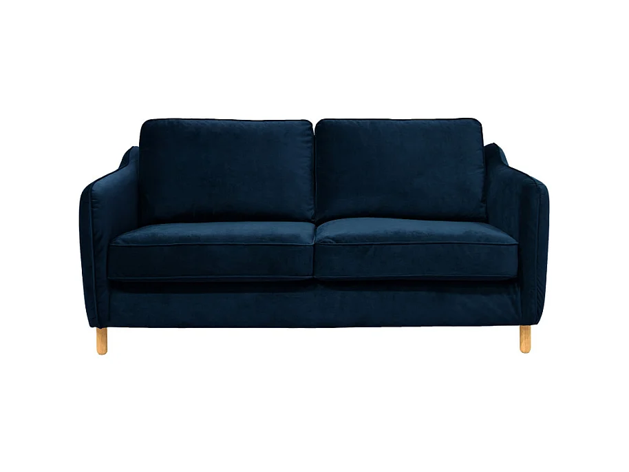 Vornay - Canapé convertible express 2 places en velours - Bleu nuit