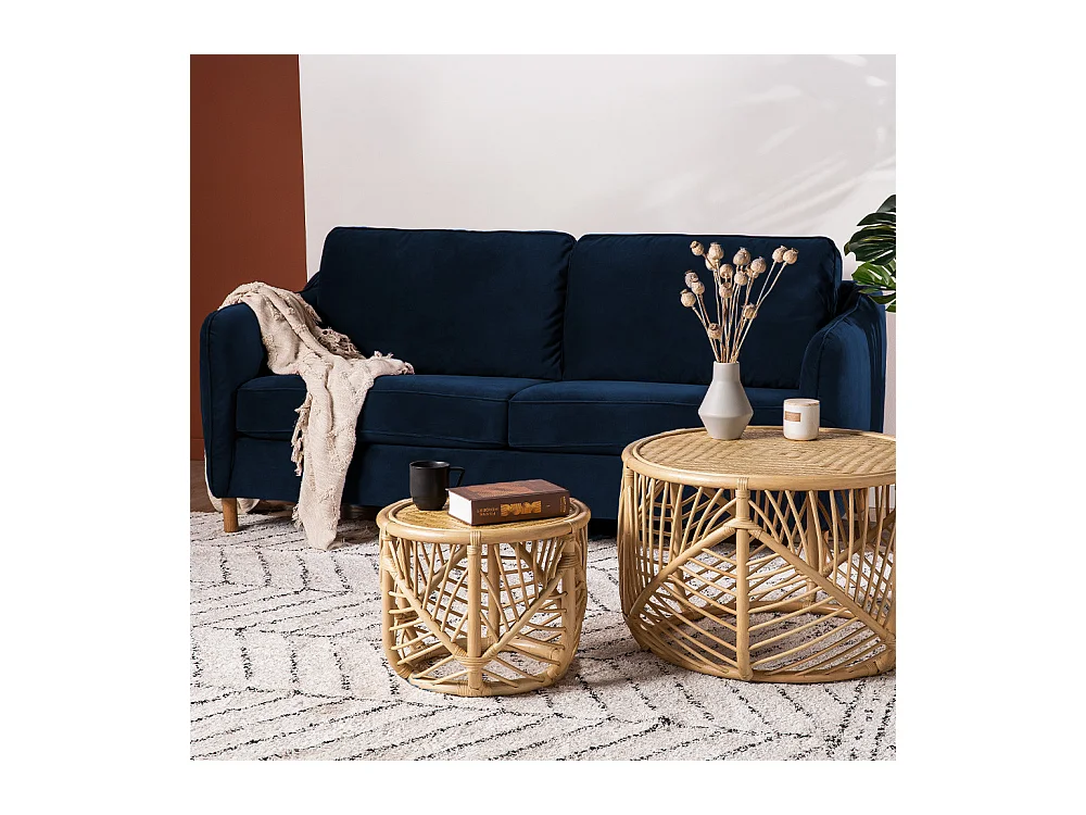 Vornay - Canapé convertible express 2 places en velours - Bleu nuit