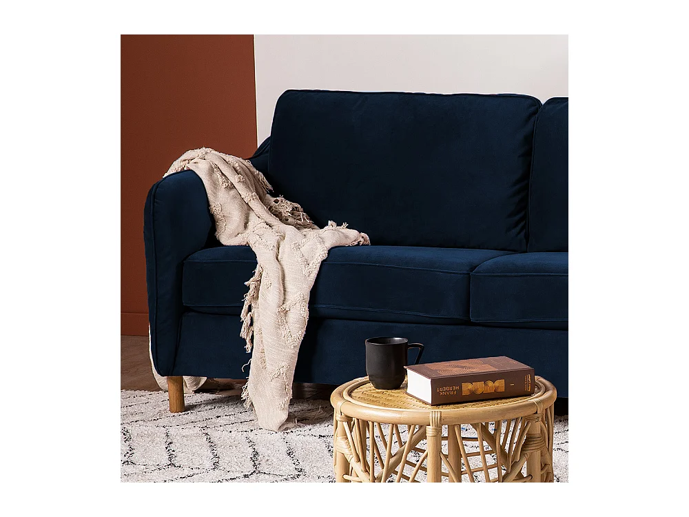 Vornay - Canapé convertible express 2 places en velours - Bleu nuit