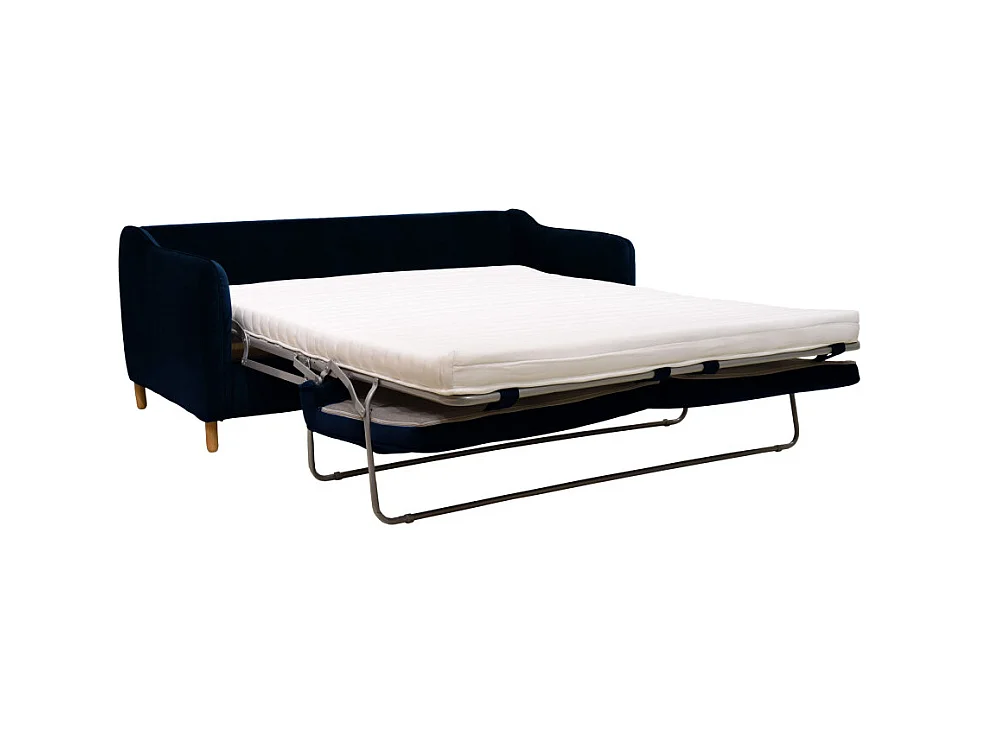 Vornay - Canapé convertible express 2 places en velours - Bleu nuit