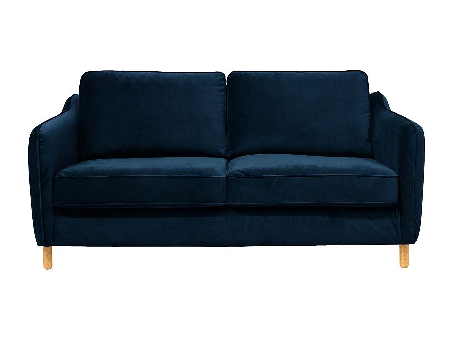 Vornay - Canapé convertible express 2 places en velours - Bleu nuit