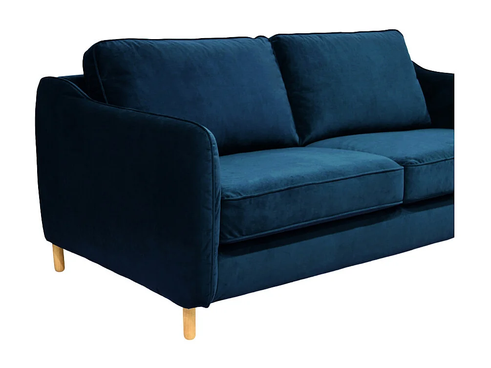Vornay - Canapé convertible express 2 places en velours - Bleu nuit