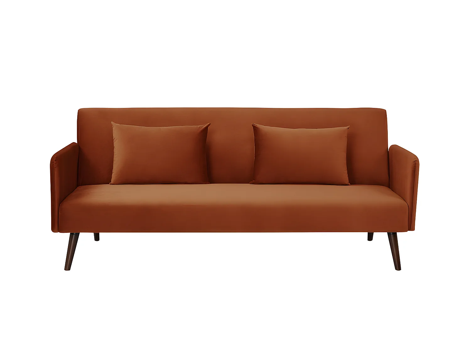 Nielson - Canapé convertible 3 places velours - Rouille