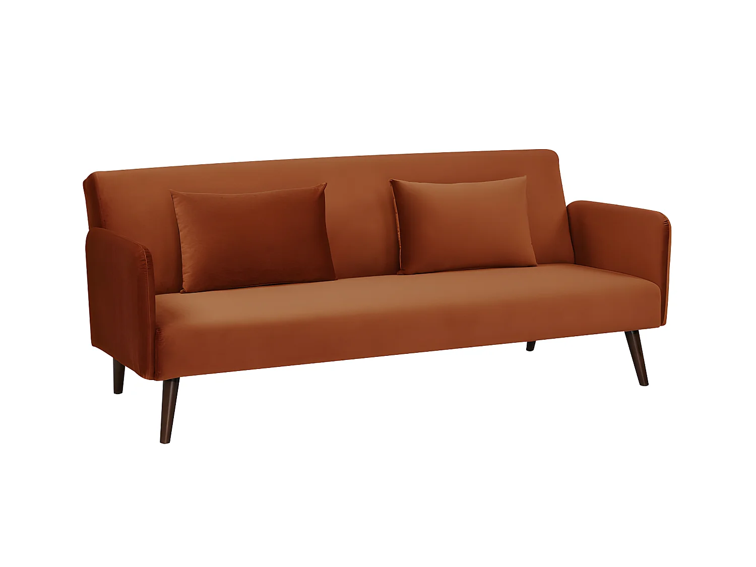 Nielson - Canapé convertible 3 places velours - Rouille