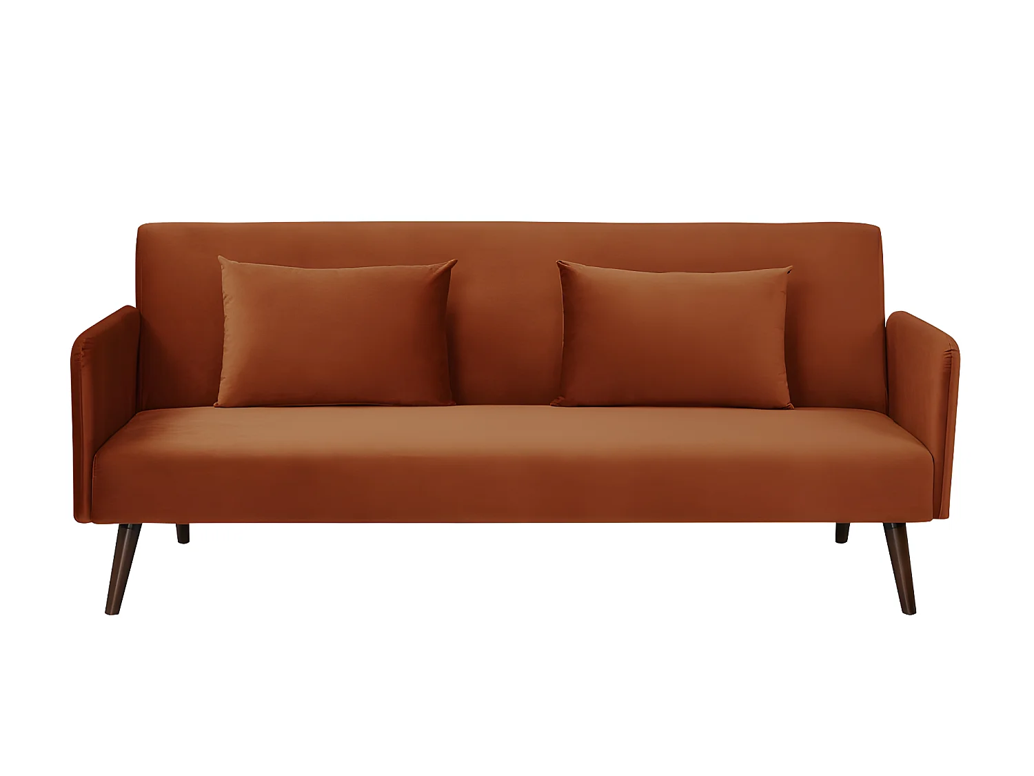 Nielson - Canapé convertible 3 places velours - Rouille