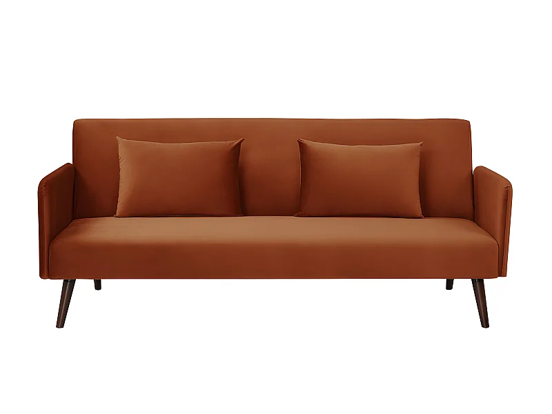Nielson - Canapé convertible 3 places velours - Rouille