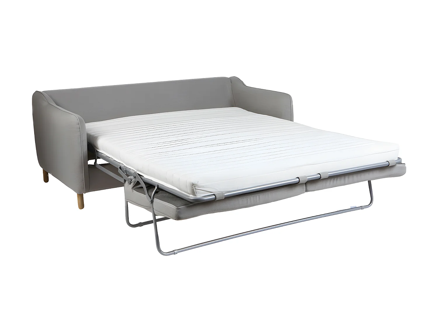 Vornay - Canapé convertible express 3 places en tissu - Gris clair