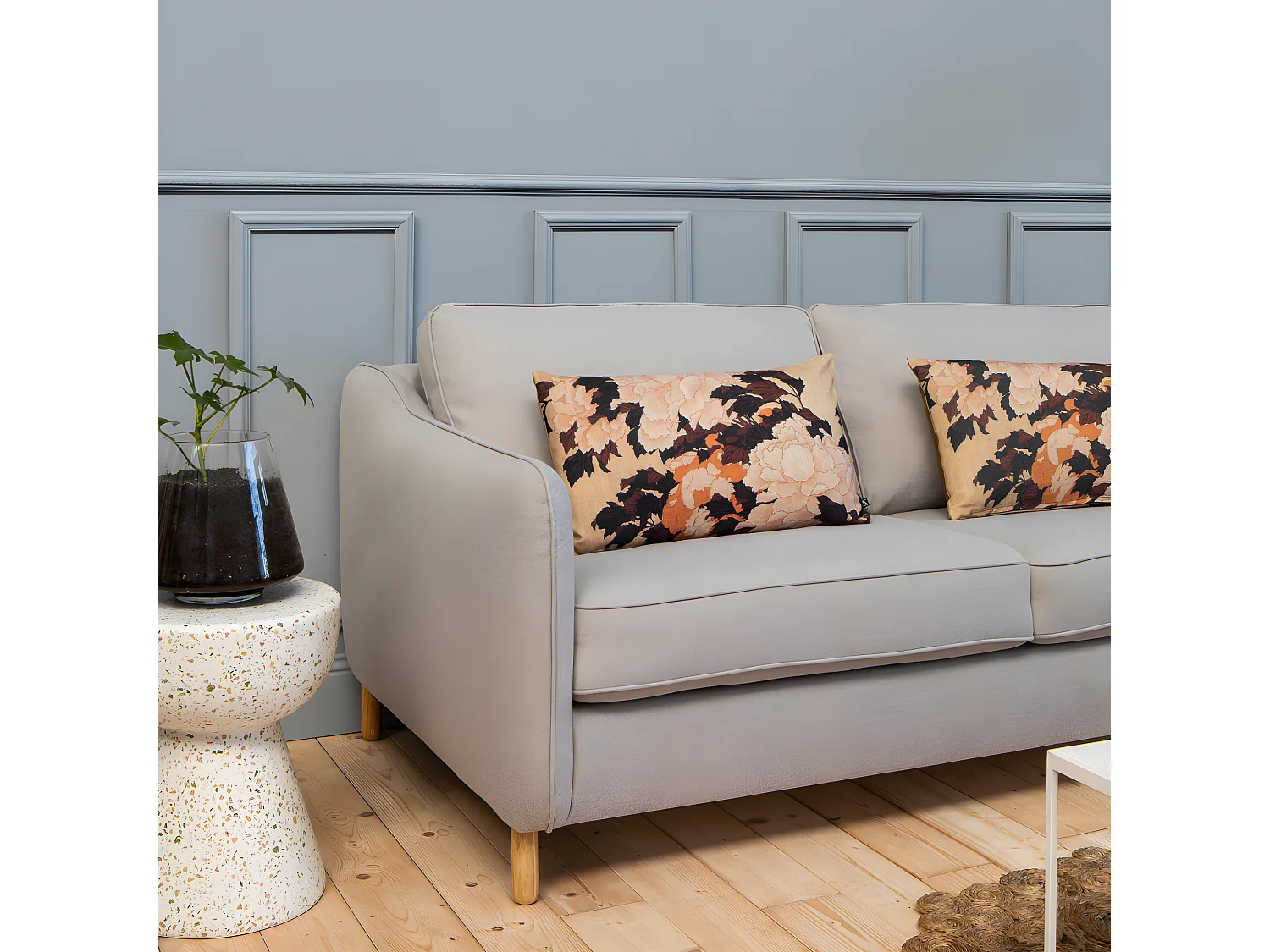 Vornay - Canapé convertible express 3 places en tissu - Gris clair