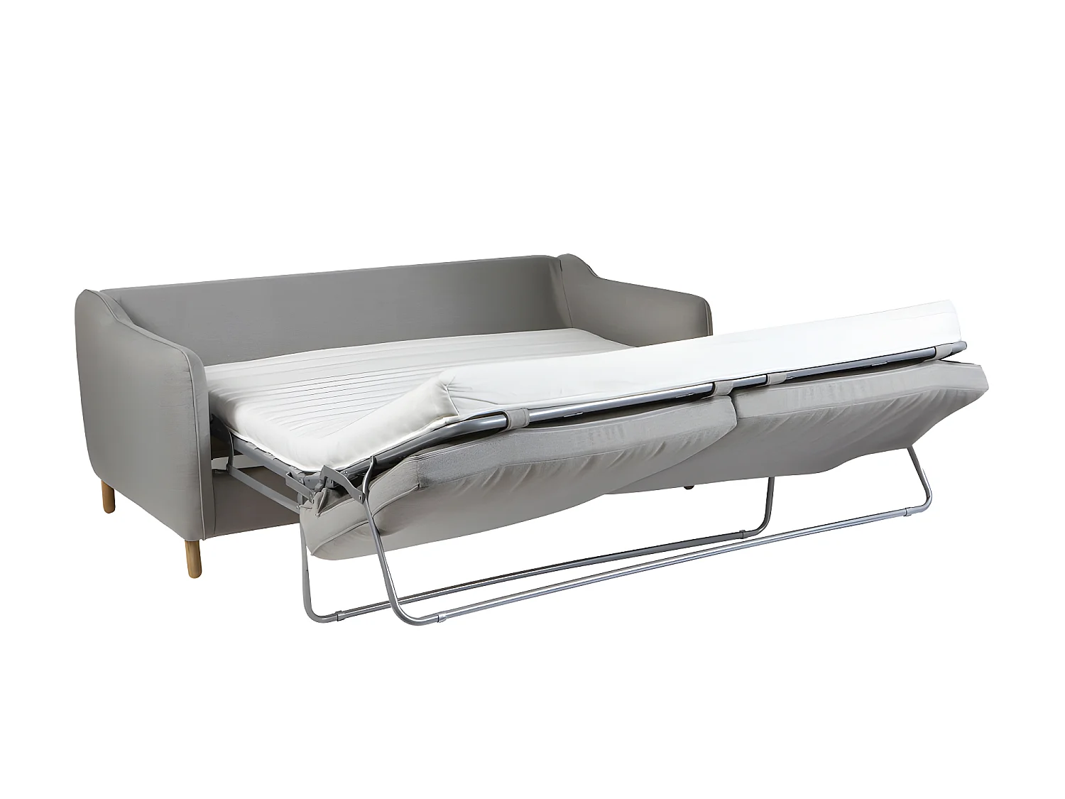 Vornay - Canapé convertible express 3 places en tissu - Gris clair