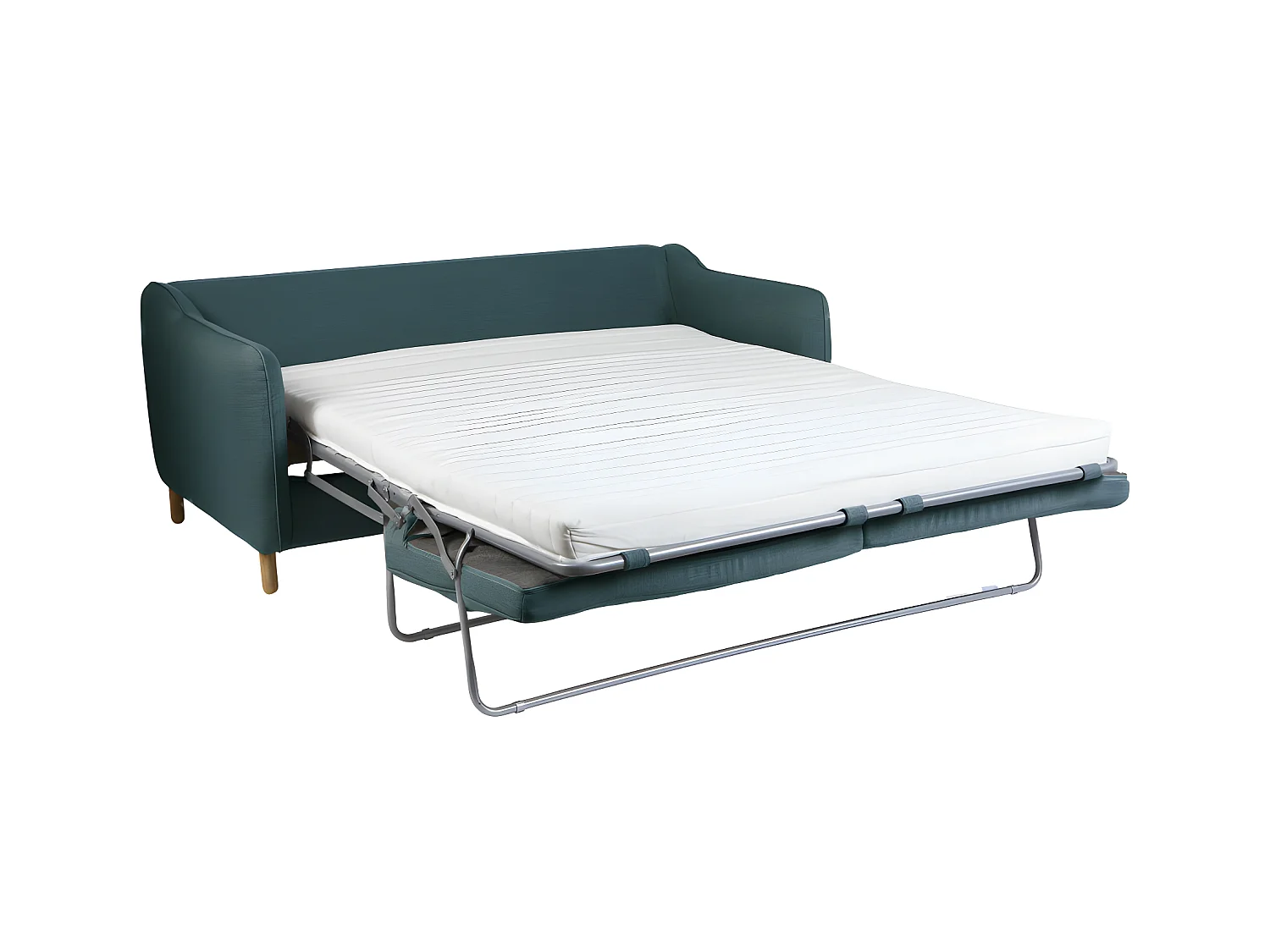 Vornay - Canapé convertible express 2 places en tissu - Bleu pétrole