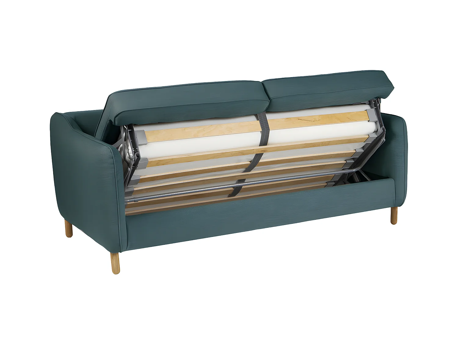 Vornay - Canapé convertible express 2 places en tissu - Bleu pétrole