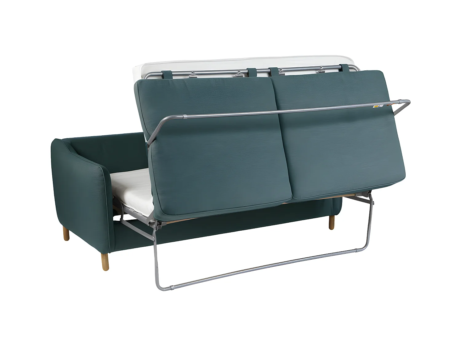 Vornay - Canapé convertible express 2 places en tissu - Bleu pétrole