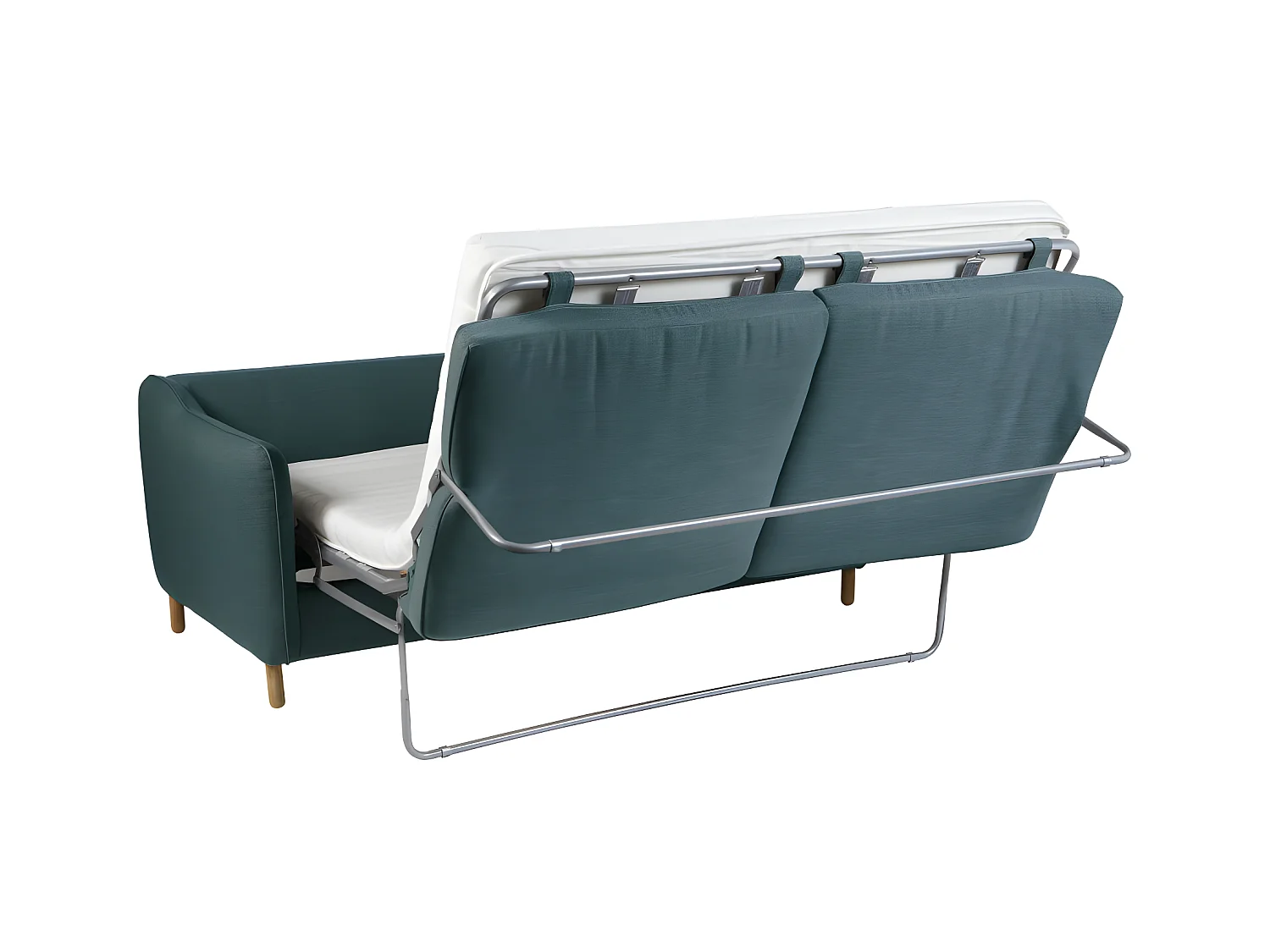 Vornay - Canapé convertible express 2 places en tissu - Bleu pétrole