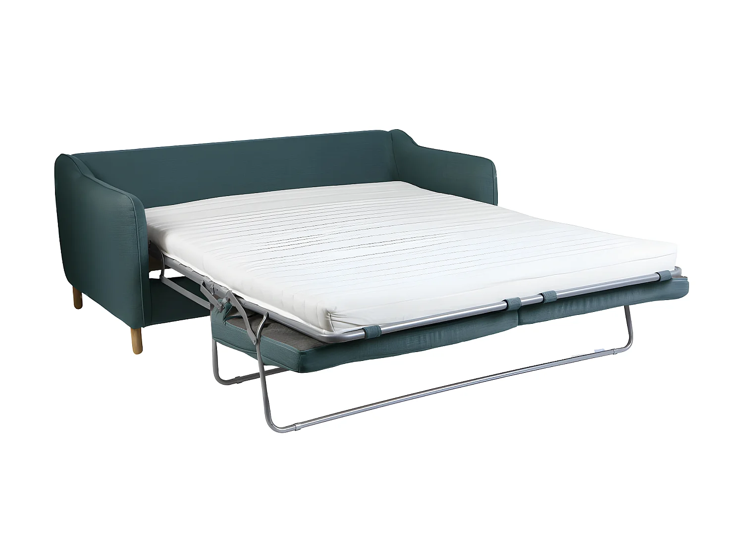 Vornay - Canapé convertible express 2 places en tissu - Bleu pétrole