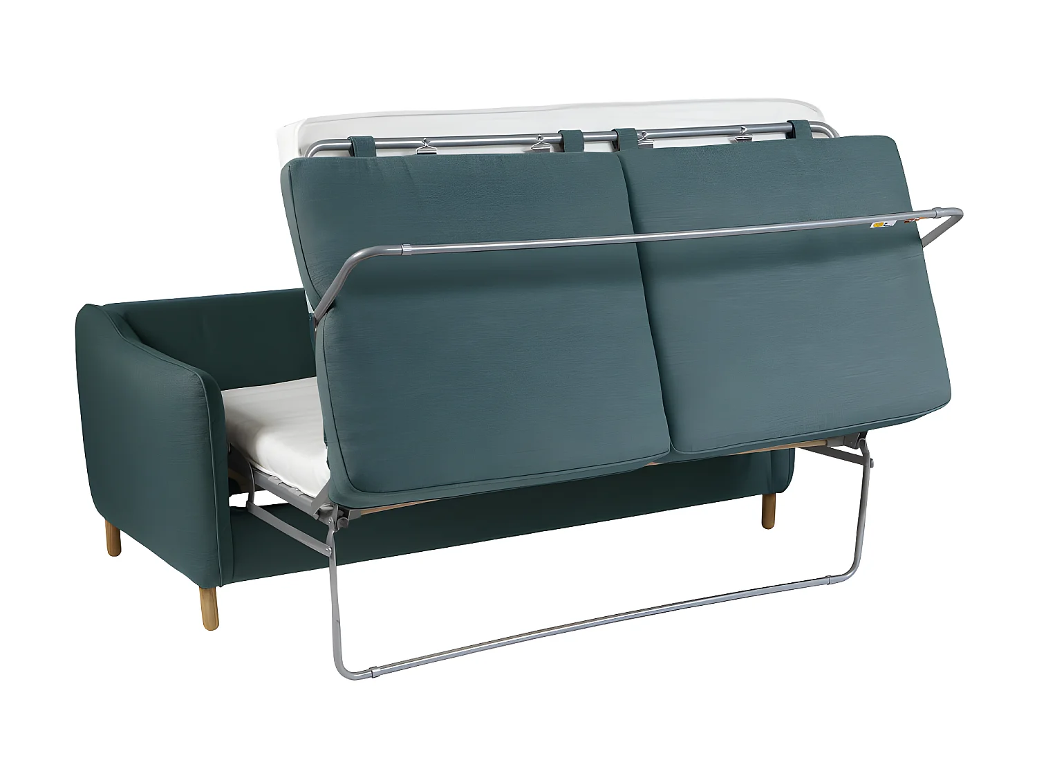 Vornay - Canapé convertible express 2 places en tissu - Bleu pétrole