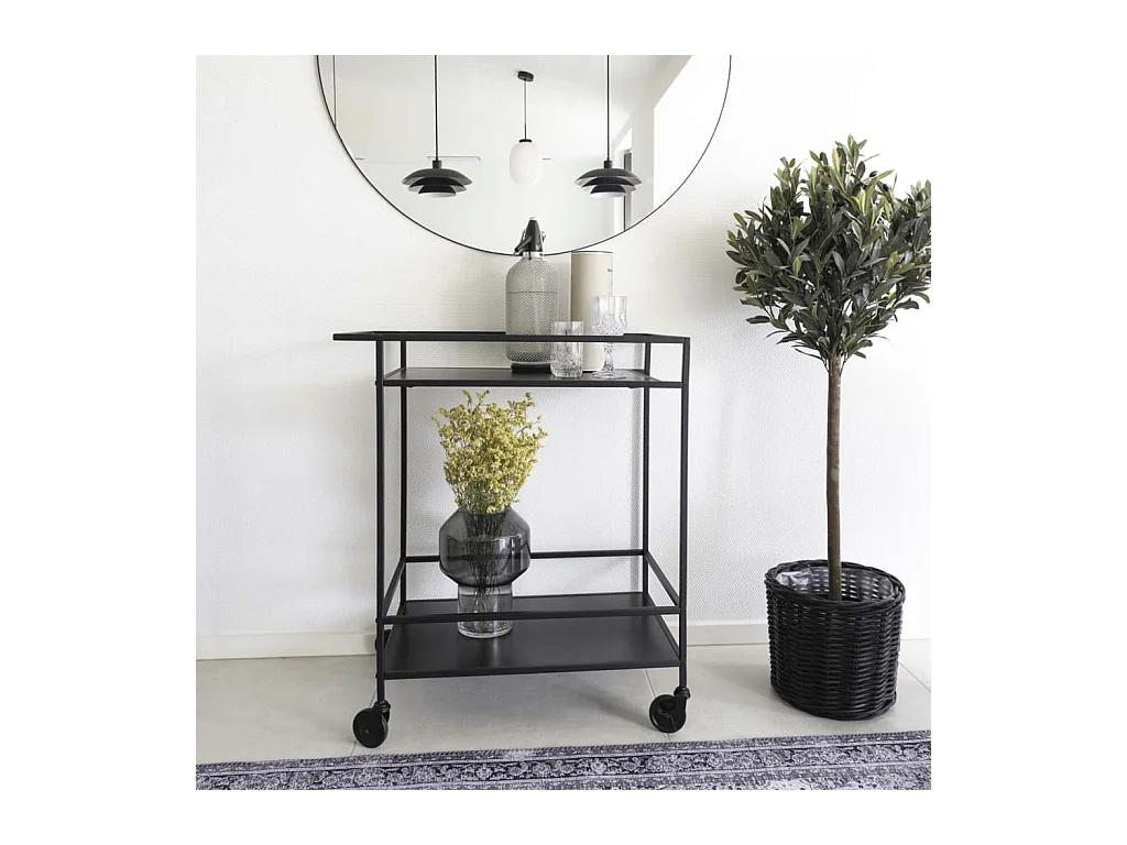 Carrito de bar VITA – Madera natural o metal negro/blanco-Color Negro