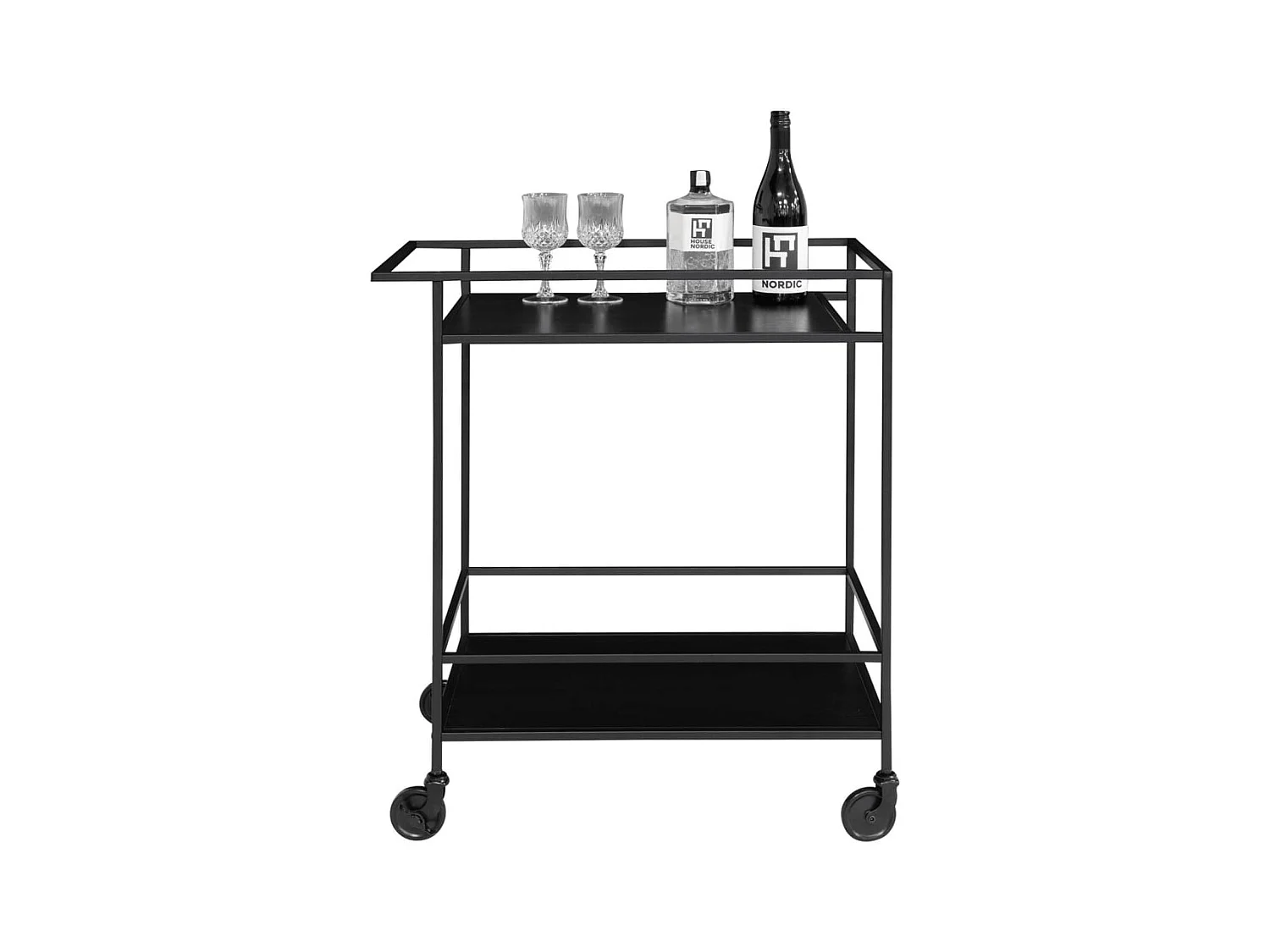 Carrito de bar VITA – Madera natural o metal negro/blanco-Color Negro