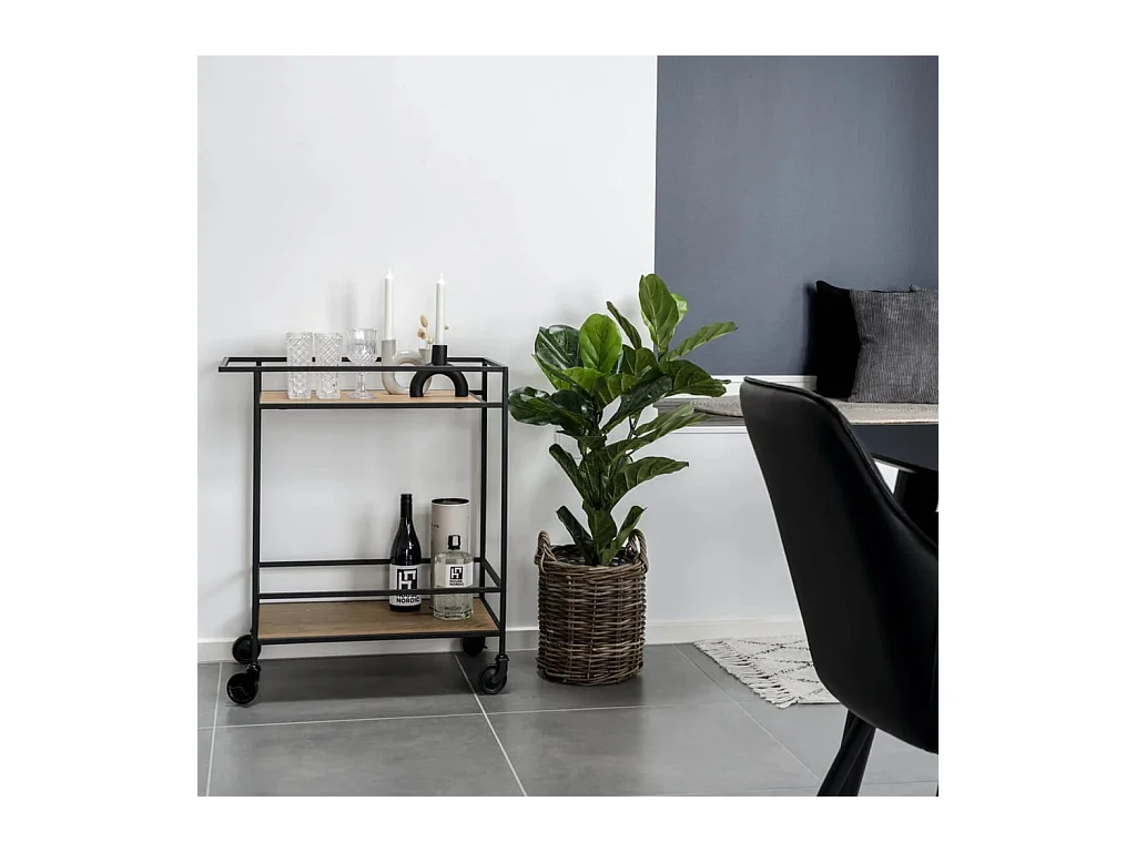 Chariot de bar Avery 68x40x59 cm Naturel et noir