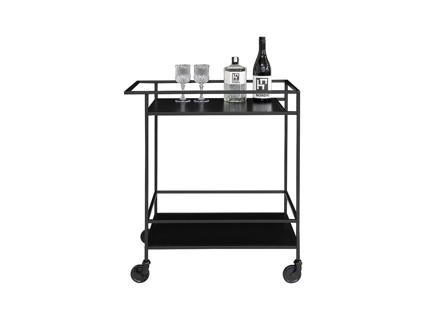 Chariot de bar Avery 68x40x59 cm Naturel et noir